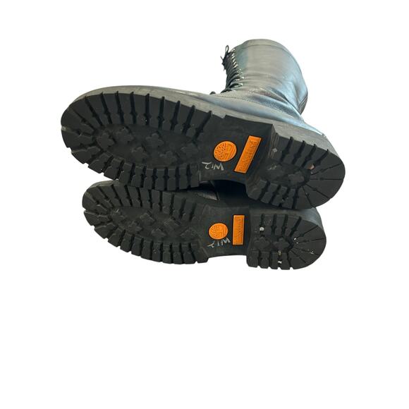 Timberland Women’s Knee Lace Up Black Combat Leather Boots Size 8 - Picture 7 of 10